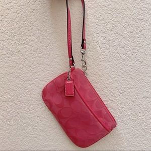 🔥QUICK SALE- PRELOVED Coach Neon Pink Wristlet